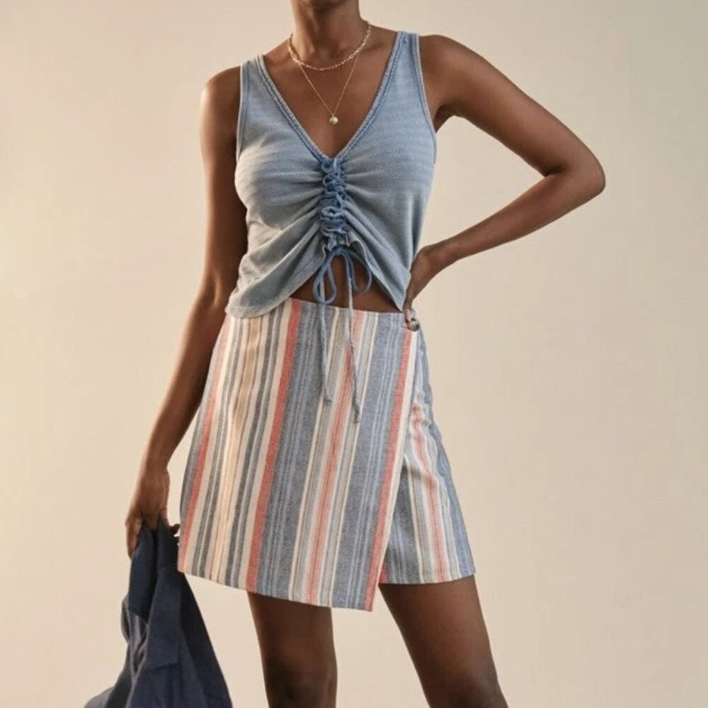 Anthropologie Porridge Striped Wrap Mini Skirt